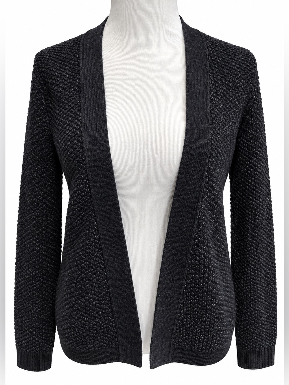 Banana Republic Dark Gray Textured Open-Front Knit Cardigan XS